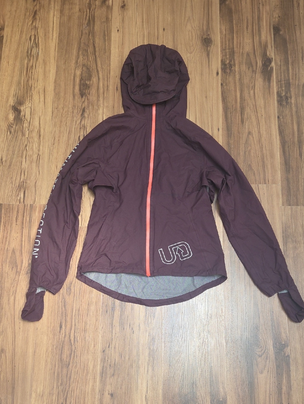 Women's Plum Hooded Lightweight Jacket with Coral Zip